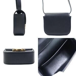 Celine Claude Leather Black Shoulder Triomphe Bag